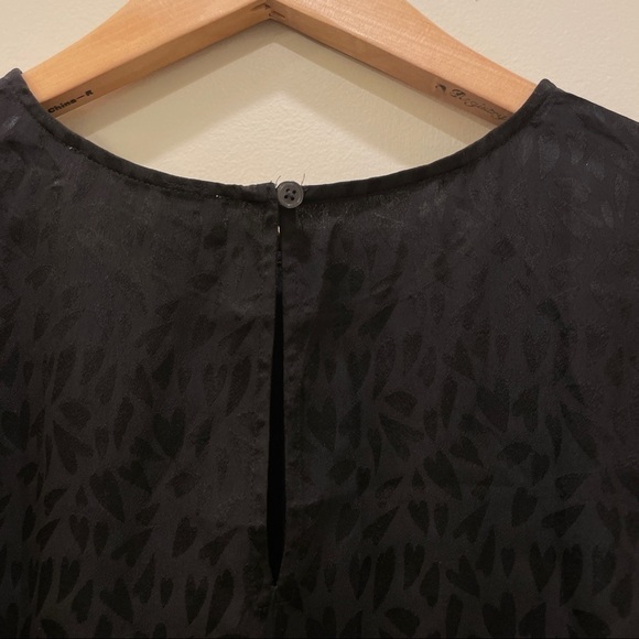 7. Loft Black on Black Heart Printed Short Sleeve Blouse - Picture 5 of 7
